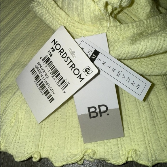 BP Women’s Top Size XS Yellow Lemonade Pointelle Rib Short Sleeve Henley Crop - Picture 2 of 8